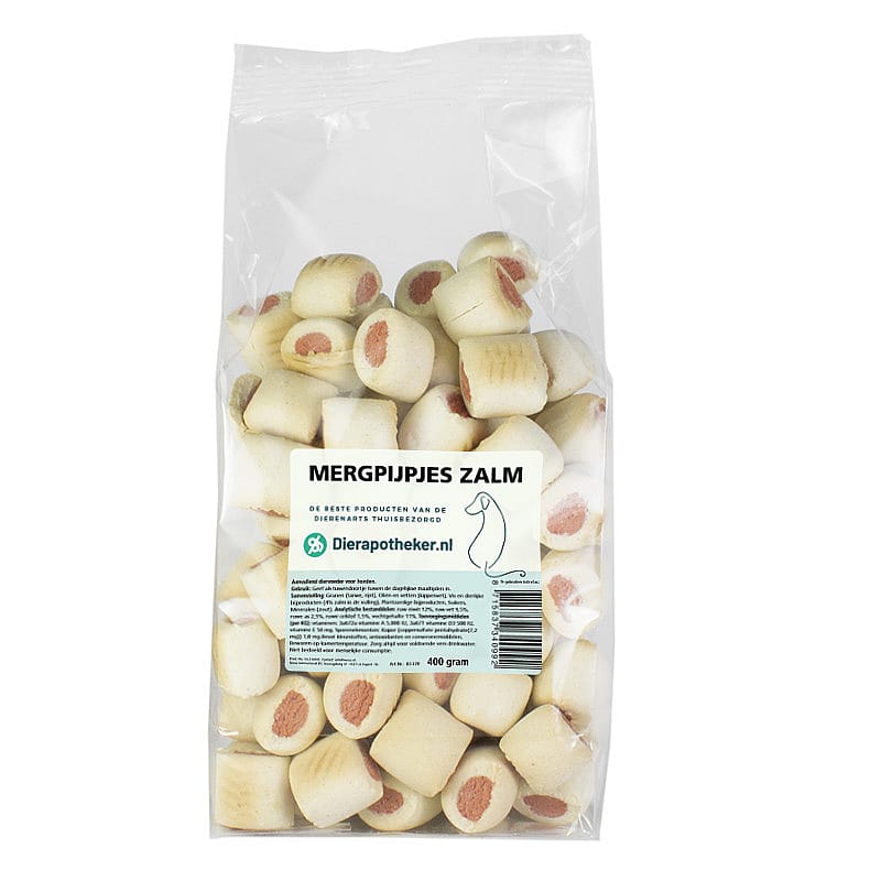 Dierapotheker Mergpijpjes Zalm Hond 400 gram | 20337