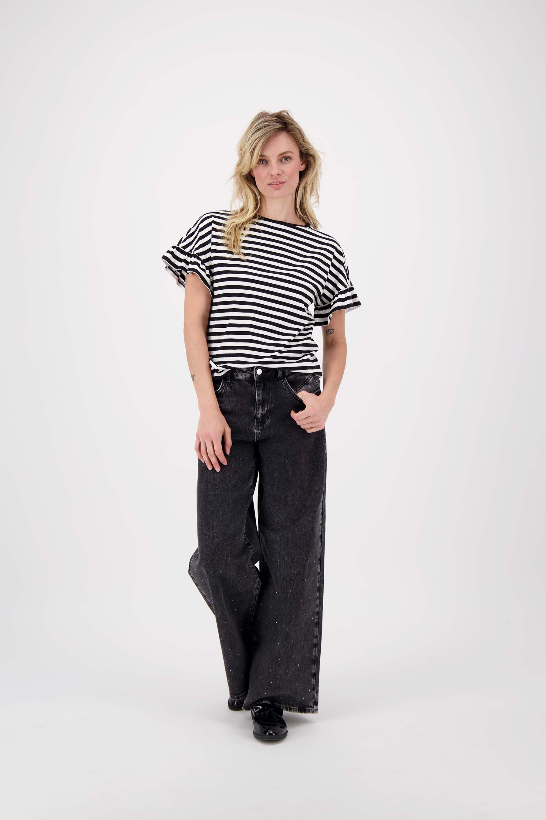 T-shirt met vlindermouw gestreept
