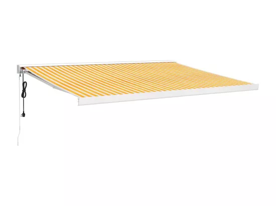 Auvent rétractable jaune et blanc 4,5x3 m tissu et aluminium
