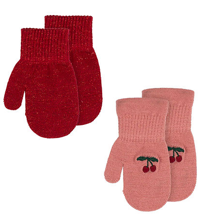 Konges Sløjd Luffer - Akryl/Uld - 2-pak - Rosa/R?d
