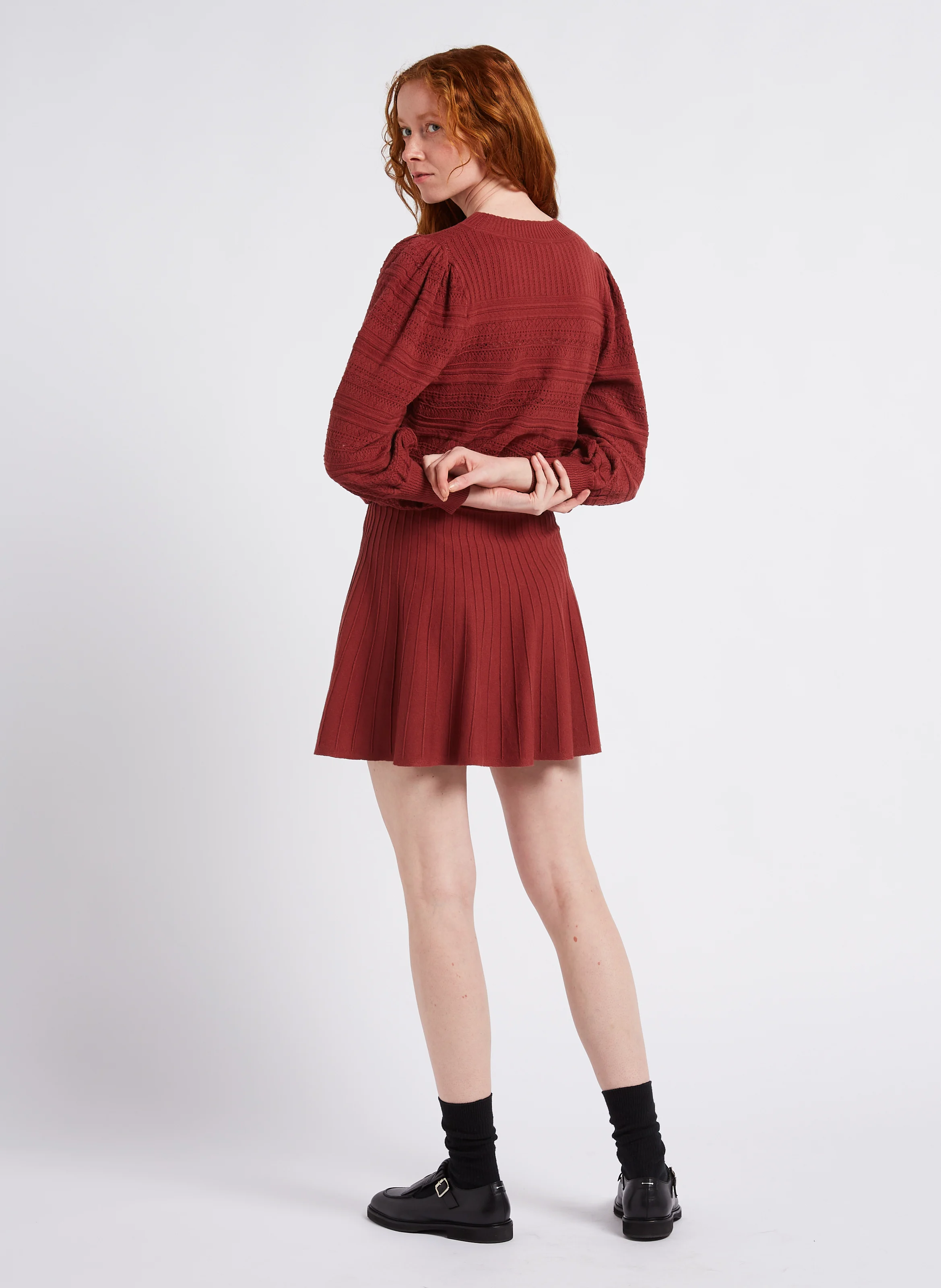 MILET - Pull col rond en maille ajourée| Rouge