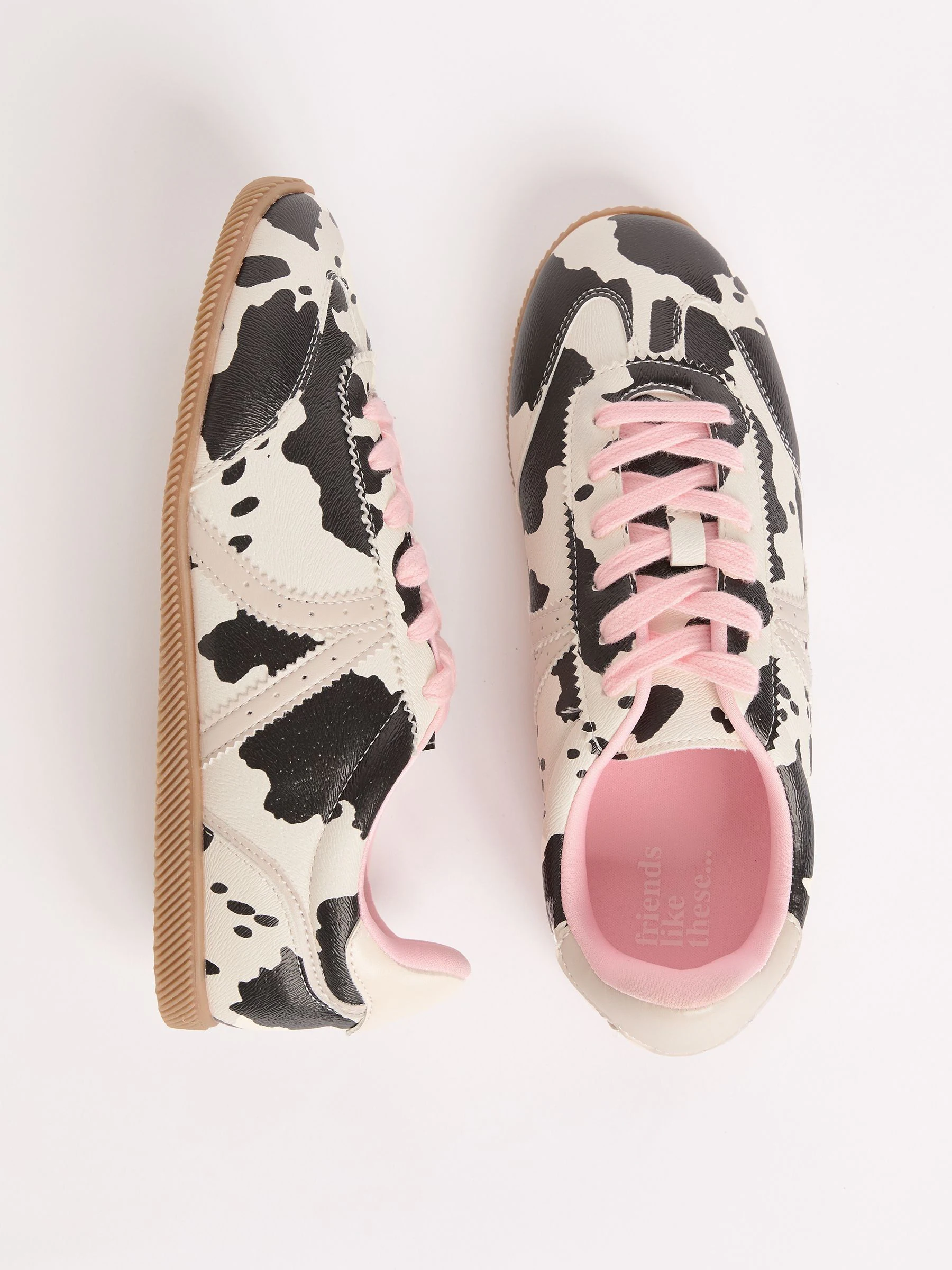 Koeienprint - Friends Like These Slim Runner Lace-Up Retro Gumsole Sports Trainers