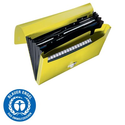 Leitz Recycle - Trieur à soufflet - 5 positions - A4 - pour 250 feuilles - à onglets - jaune