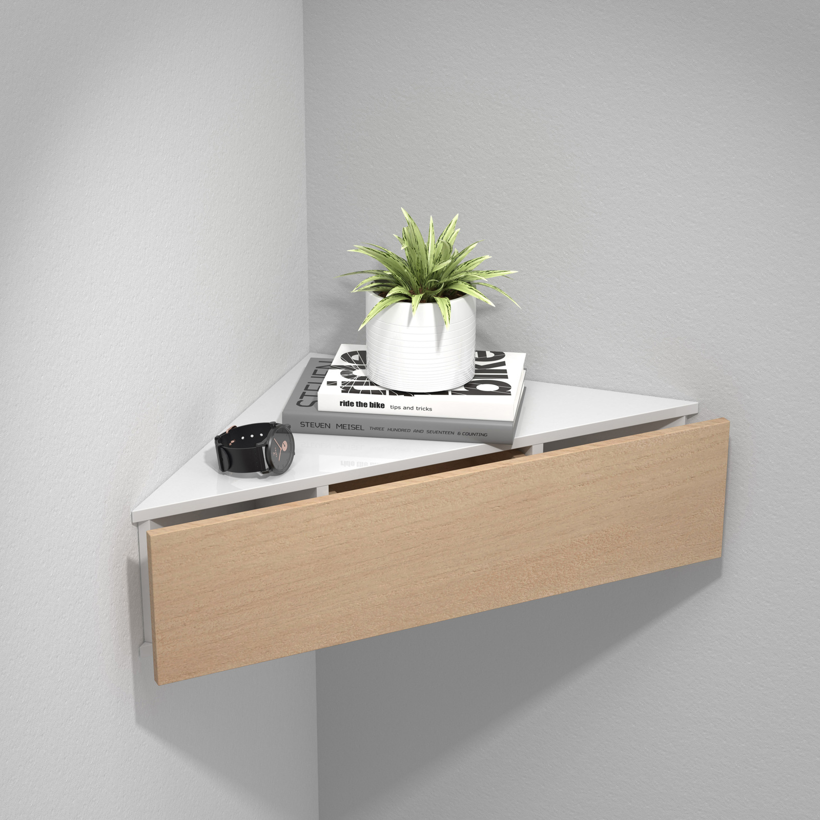 Wandschublade USAL S - weiß-Honig Eiche - 60 cm