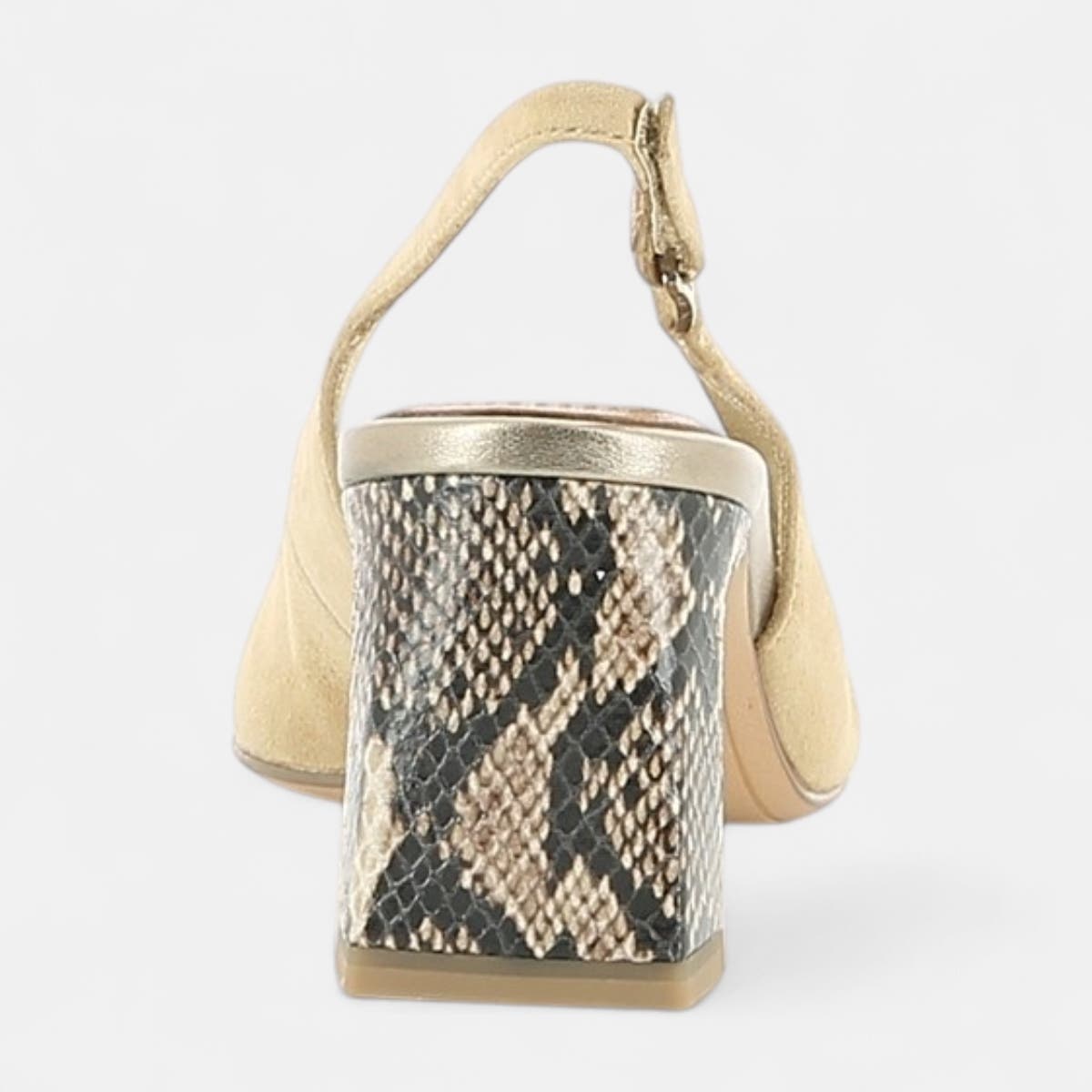 Escarpins avec bride arrière à talon Femme en cuir beige