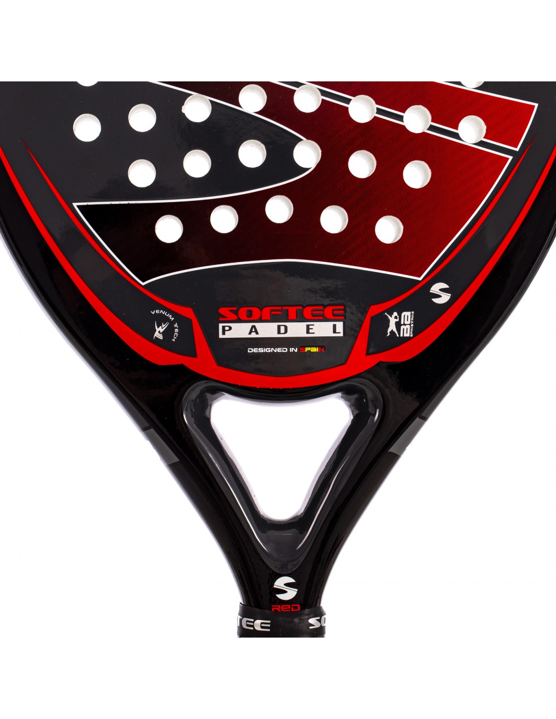 Raquete de padel Softee Pro Master Evolution vermelha.