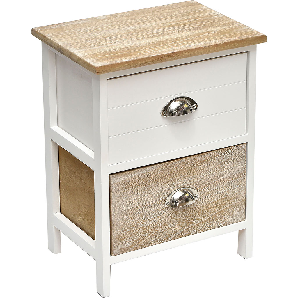 Meuble de rangement salle de bain 2 tiroirs blanc bois 37.5x48x27.5cm