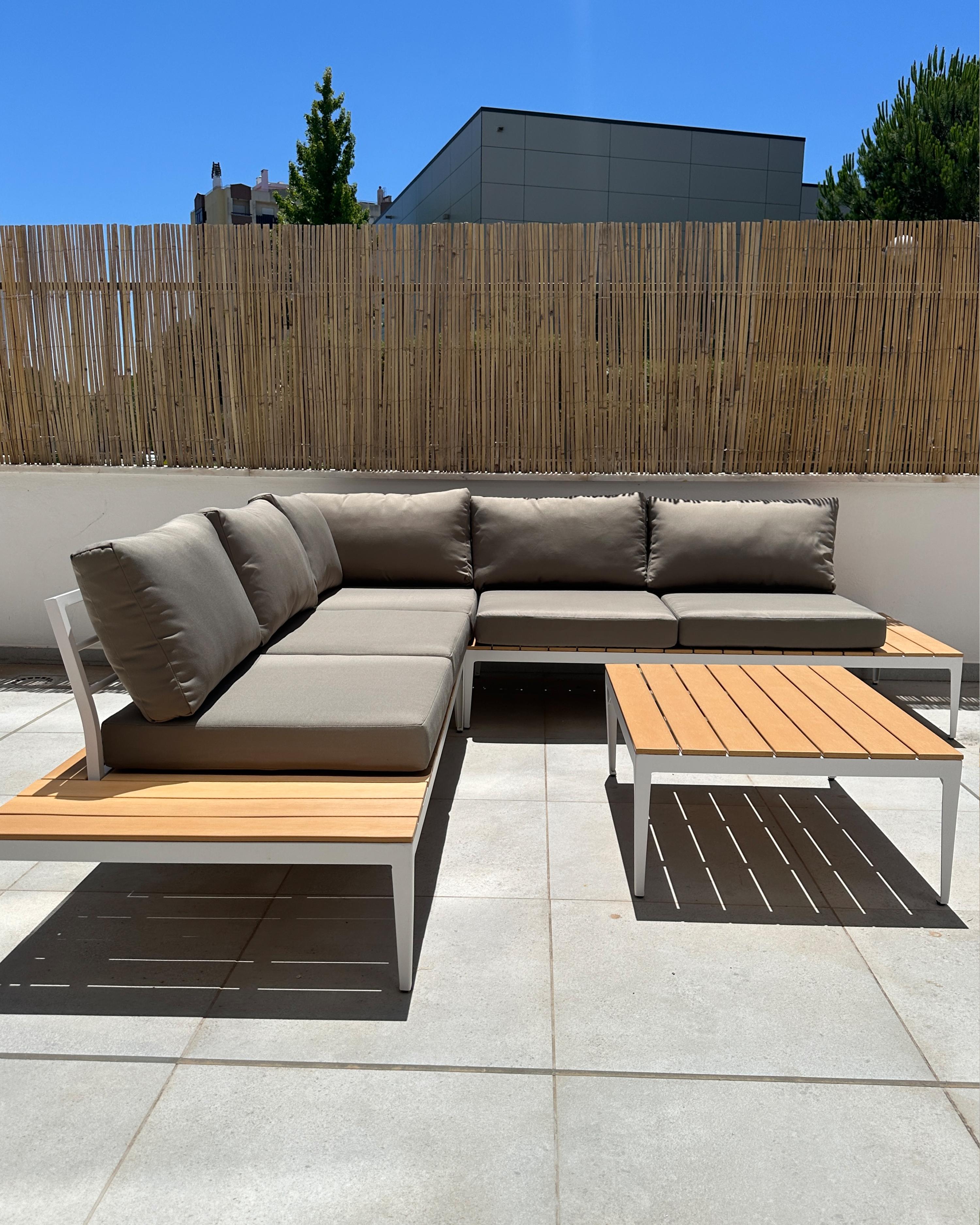 Tuin hoekloungeset met tafel 5-zits POSITANO Grijs