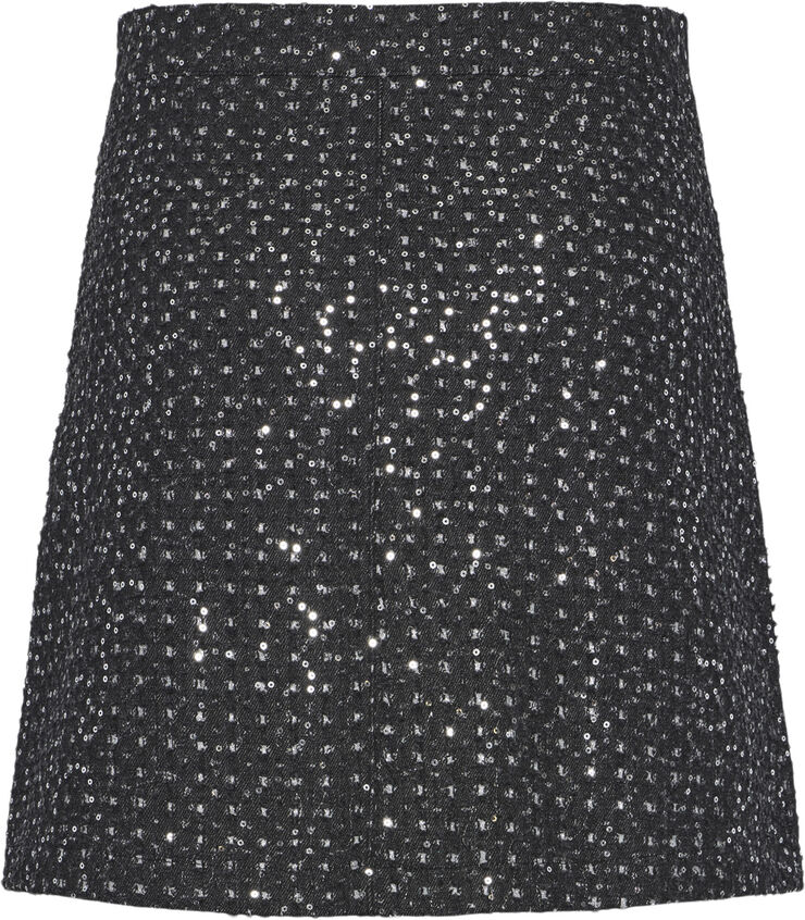 Pieces PCROBERTA HW MINI SEQUINS SKIRT Grey denim