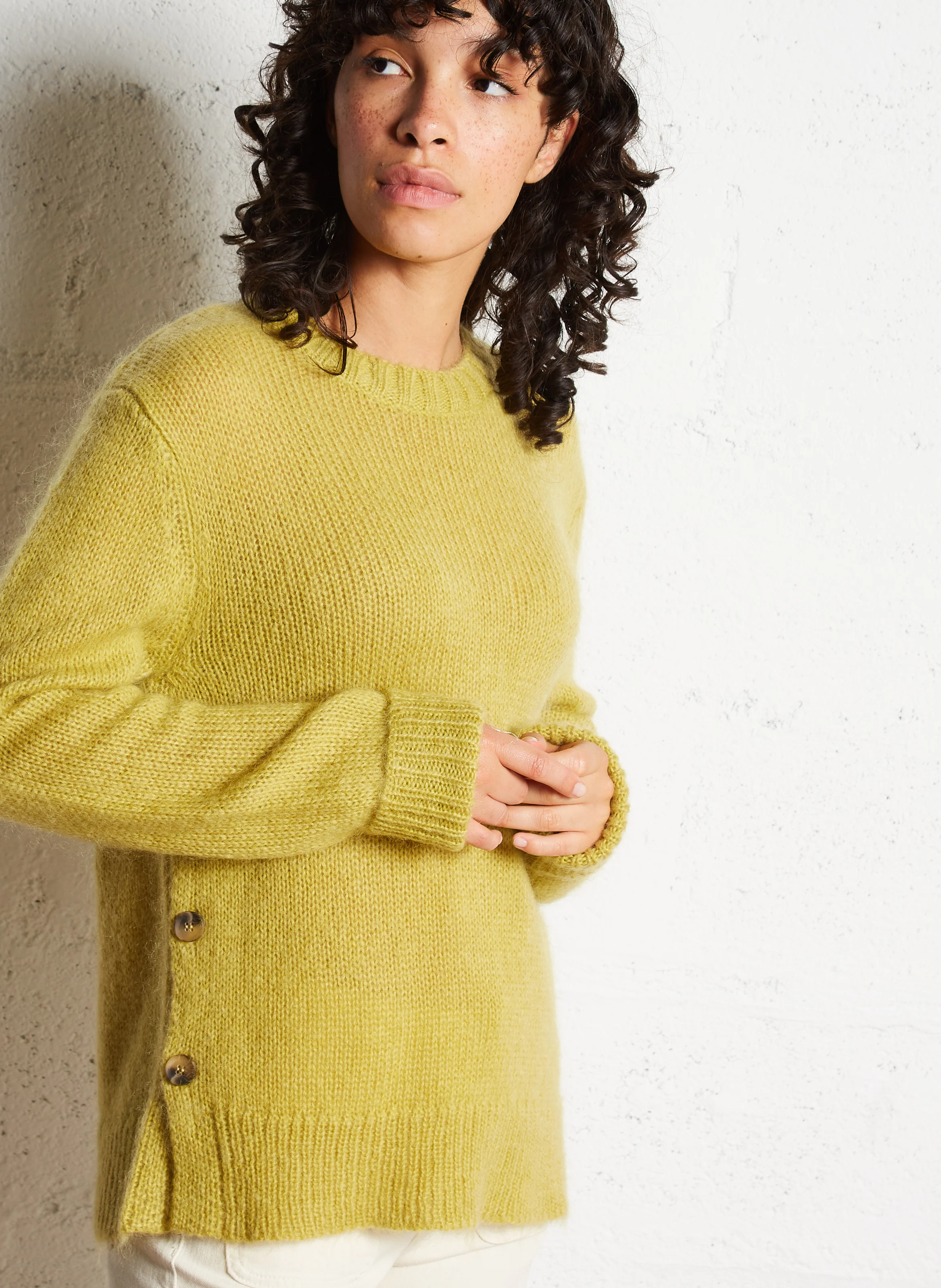 LIBELLULE - Pull col rond en laine mélangée | Jaune
