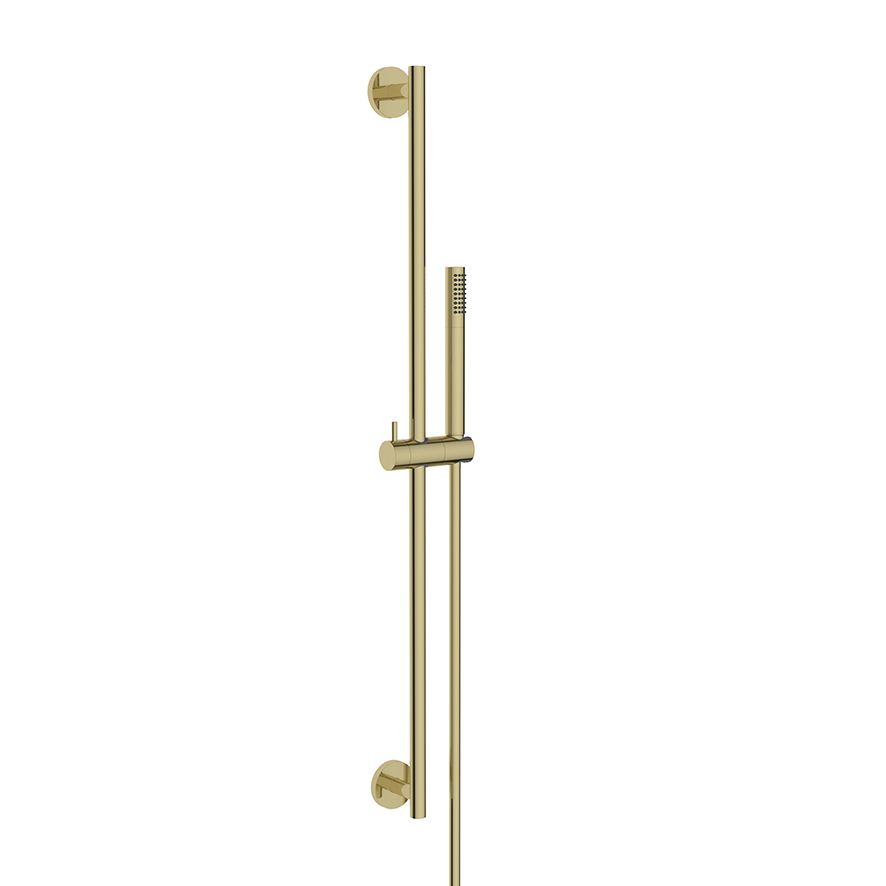 Mueller Gold glijstangset met staafhanddouche messing geborsteld
