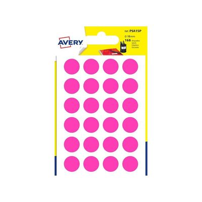 Avery - 168 Pastilles adhésives - rose - diamètre 15 mm
