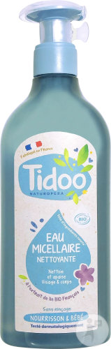 Tidoo Eau Micellaire Nettoyante Au Lin Nourrisson Bébé Visage Et Corps Bio Flacon Pompe 500ml