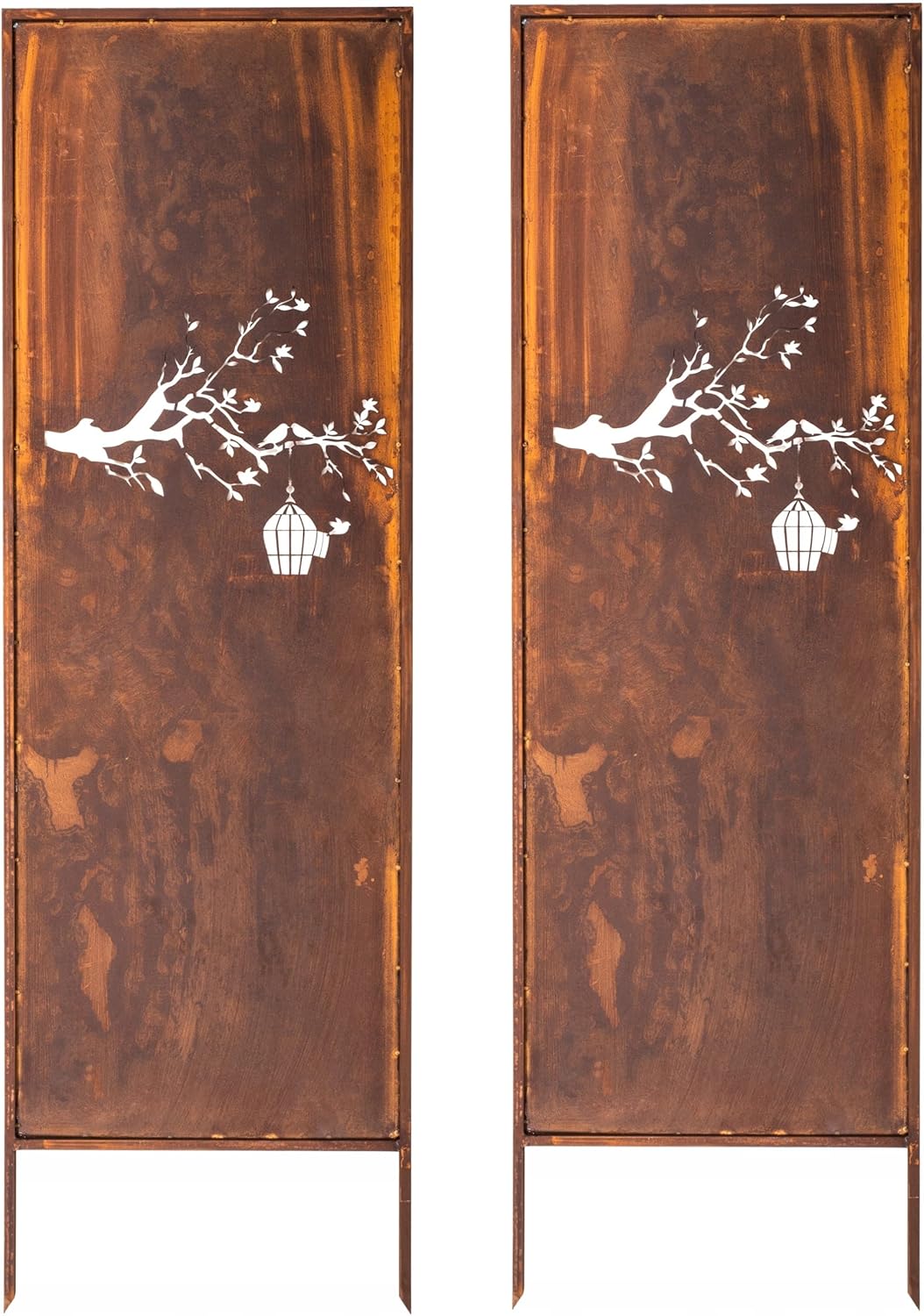 Kapaga - Sichtschutz Metall 2x - 160 cm x 50 cm - Edelrost - Rostoptik Sichtschutz für Garten - Sichtschutzelement - Sichtschutzwand - Gartendekoration Zaun - Rost (Vogel)