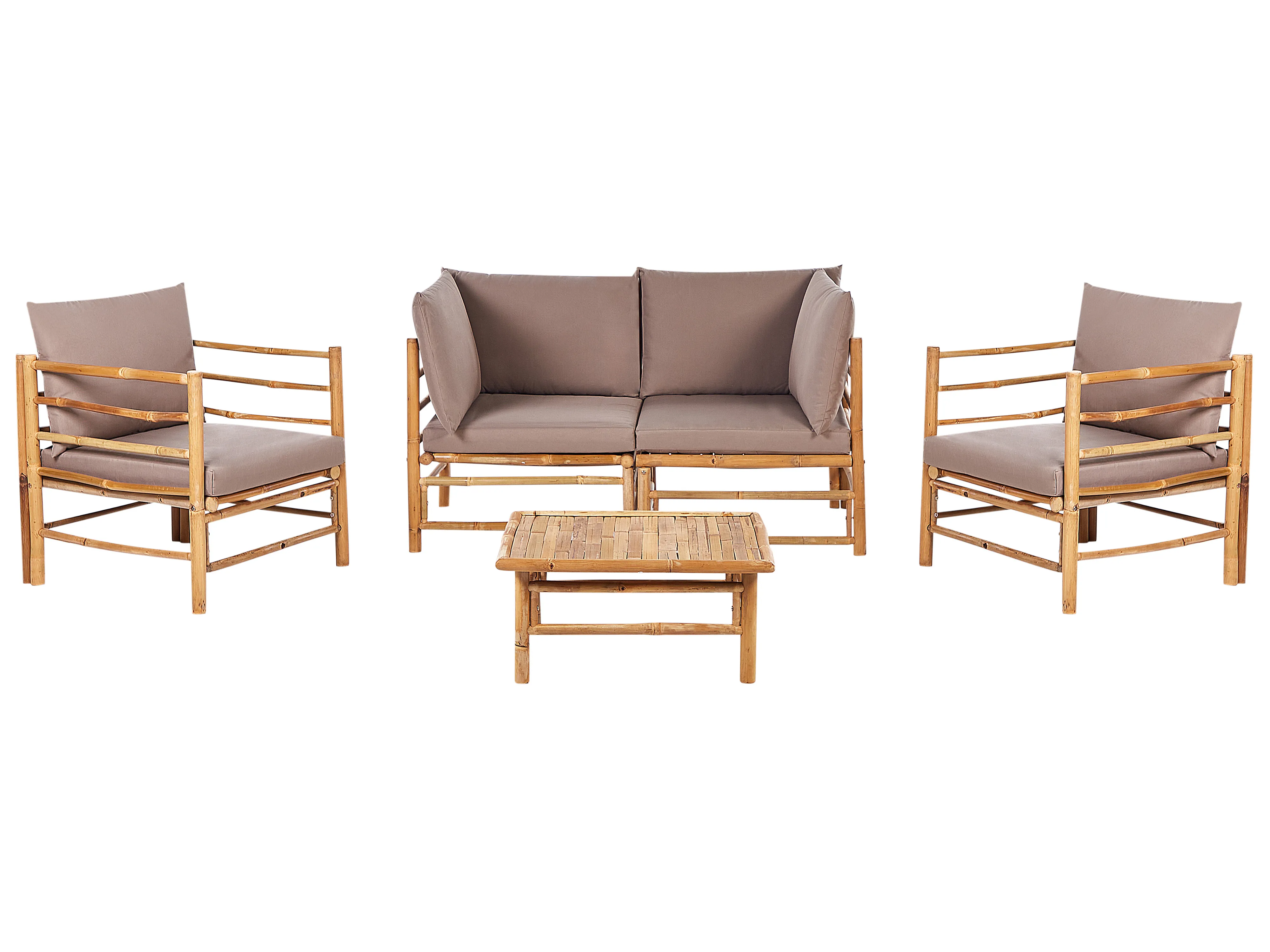 Loungeset met tafel 4-zits CERRETO Bamboehout Taupe