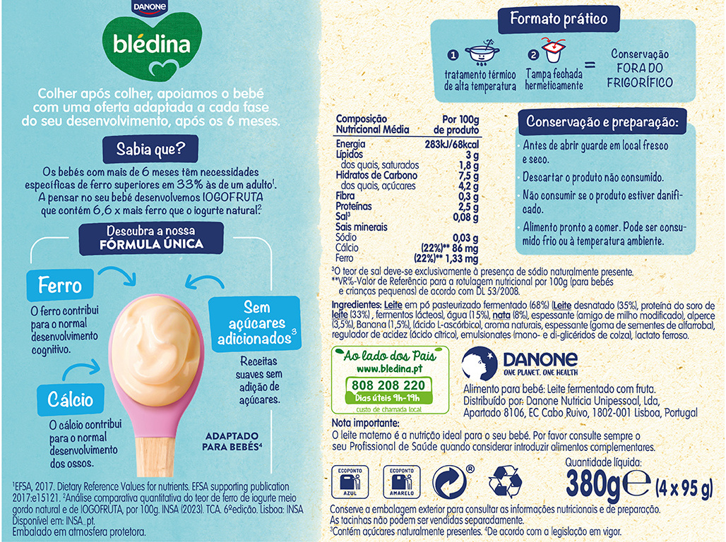 SOBREMESA LÁCTEA BLEDINA IOGOFRUTA ALPERCE 4X95G