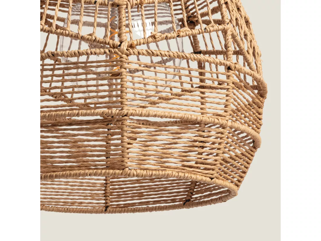 Lampadaire Métal et Papier Tressé Beyawo Naturel