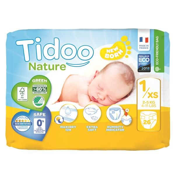 Fraldas Ecológicas Recém-Nascido Tam.1Xs (2-5Kg) X26