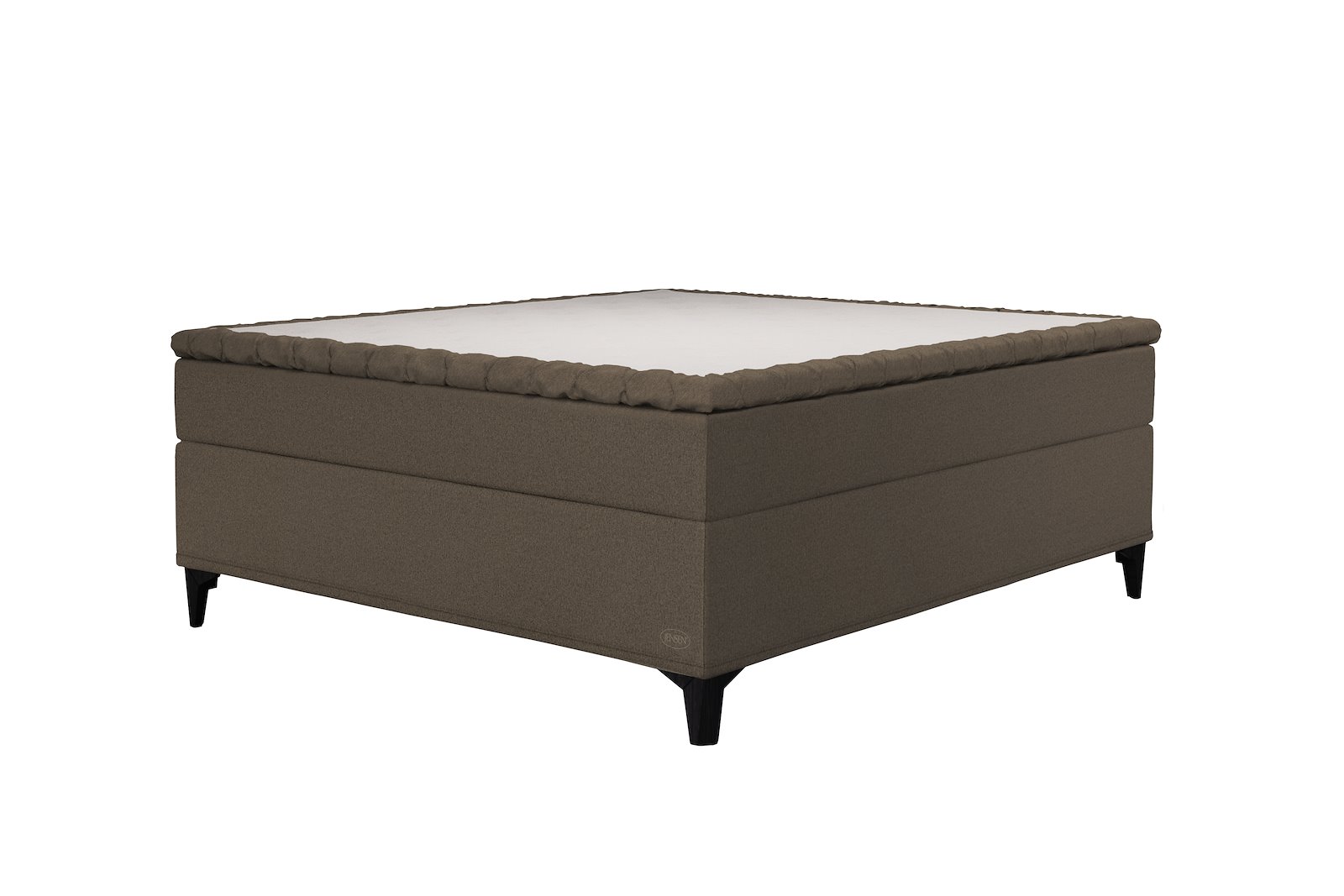 Majestic Exact kontinentalseng 180x210 cm med 2 Exact, tekstil 207 brun, medium/fast, seamless, Majestic overmadrass, Eicon ben 18 cm sort m.støtteben