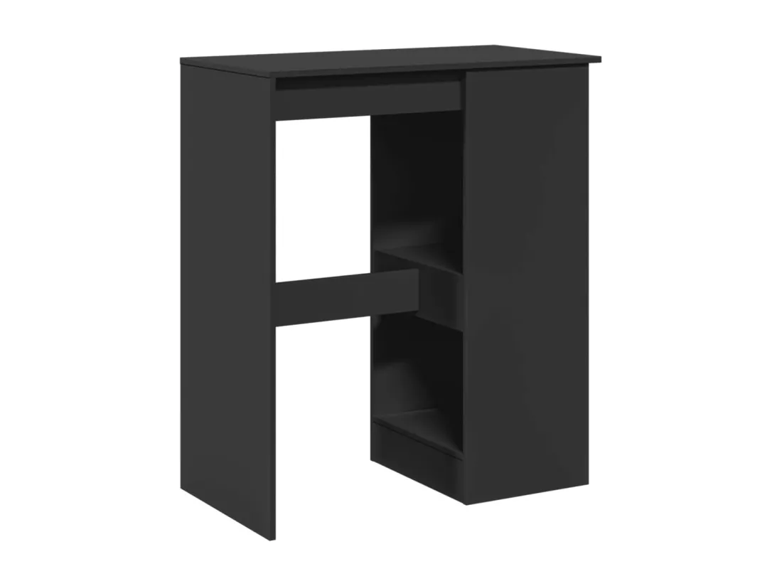 Table de bar avec étagères noir bois d'ingénierie