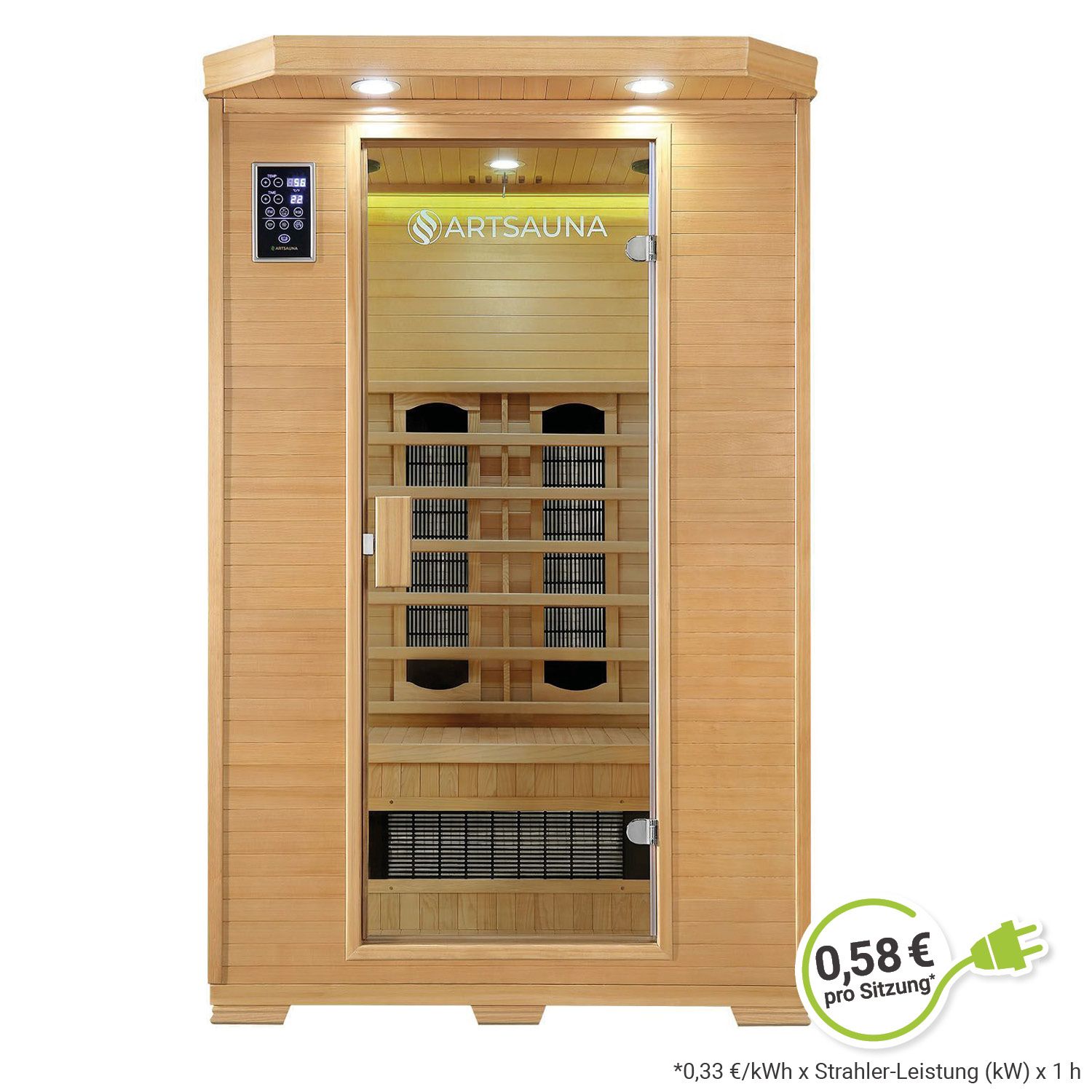 Artsauna Infrarotkabine Wärmekabine Oslo mit Keramikstrahlern & Hemlockholz