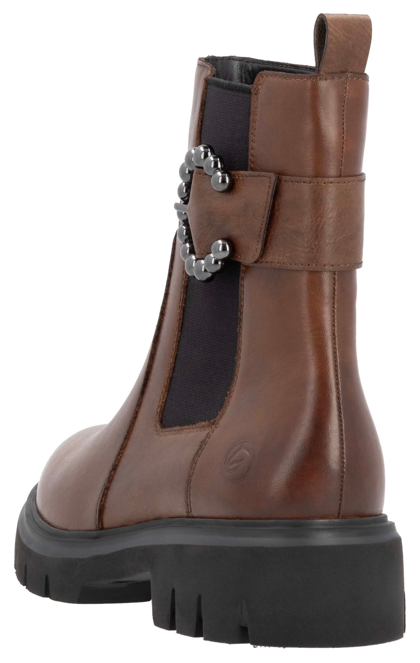 Remonte Chelseaboots  , Blockabsatz, Businessmode, Stiefelette mit schöner Zierschnalle