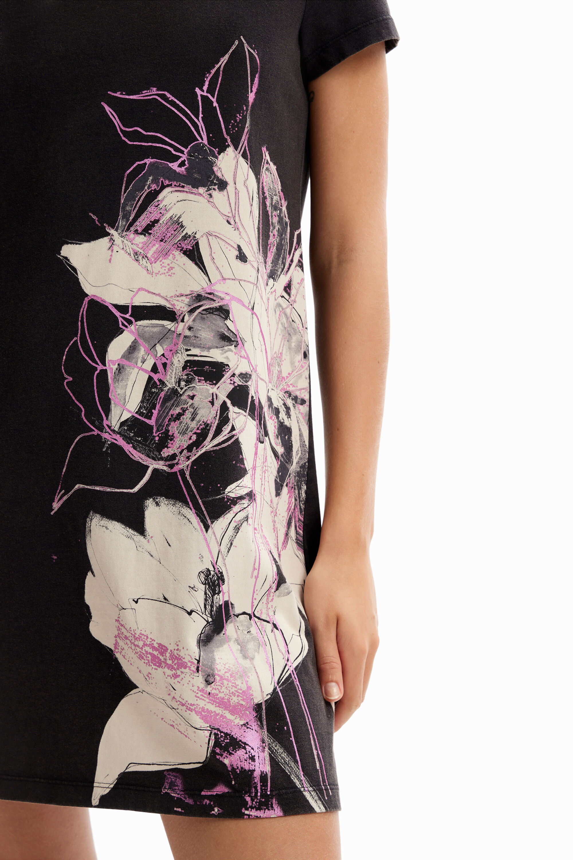 Mini-robe t-shirt fleurs