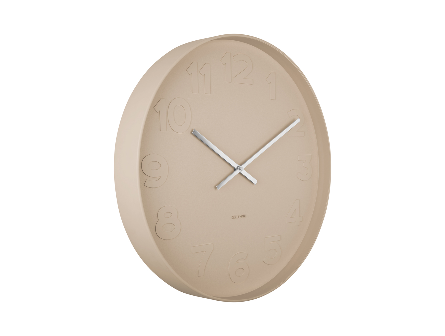 Wall clock Mr. Brown numbers large, sand brown