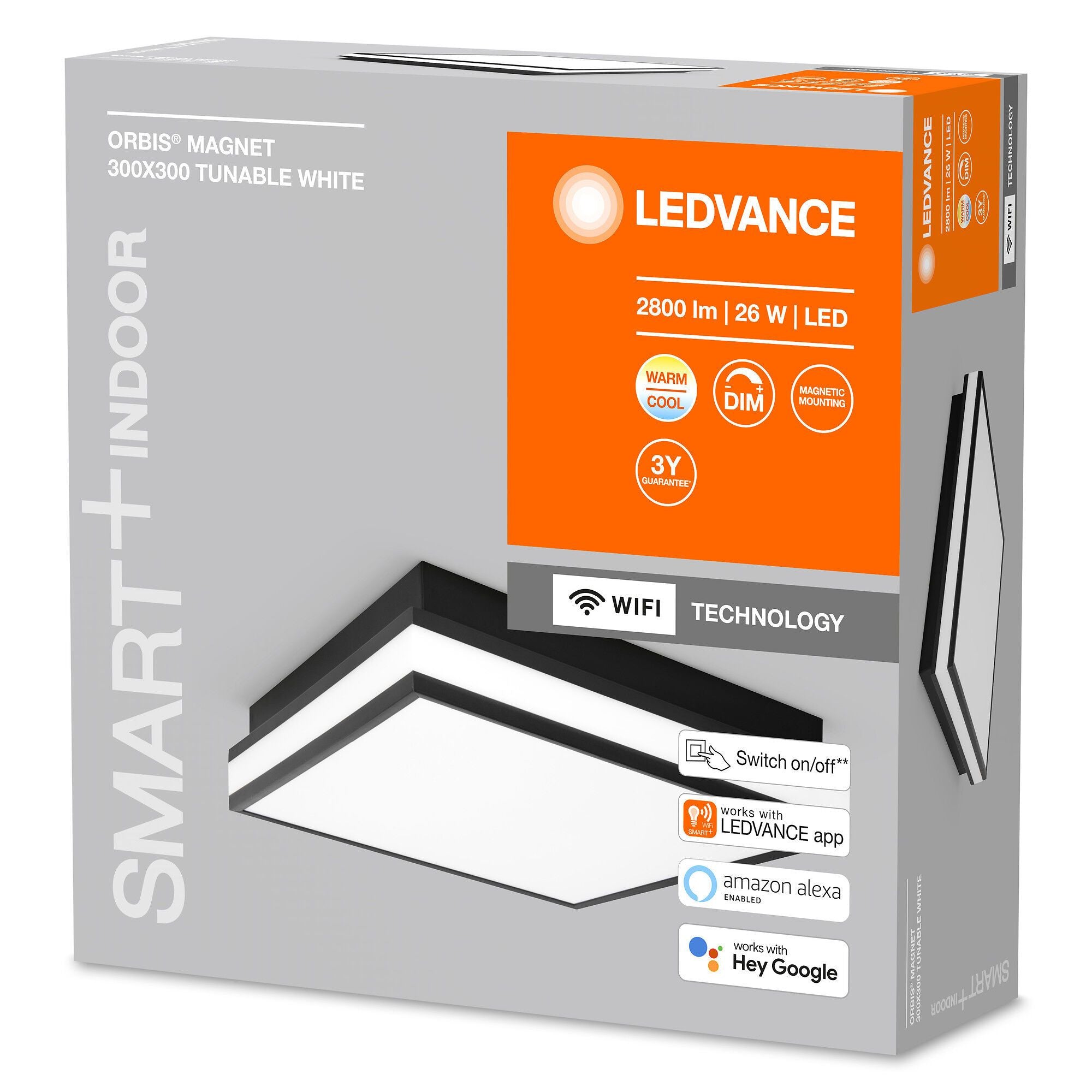 LE_SMART ORBIS MAGNET Wand-/Deckenleucht - Schwarz / B: 30.0 cm x T: 30.0 cm x H: 8.6 cm