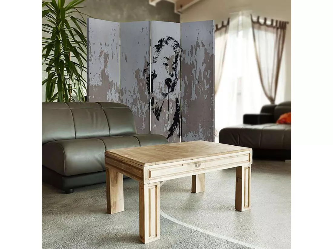 Paravent Design Portrait Féminin Artistique 4 Panneaux - 145 x 180 cm - 2 faces R° V°
