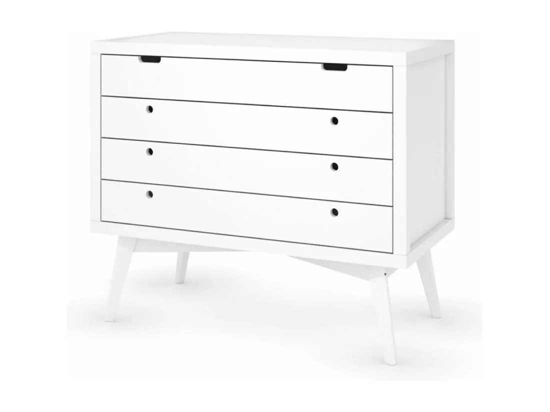 Commode 4 tiroirs bois massif blanc MARLEY