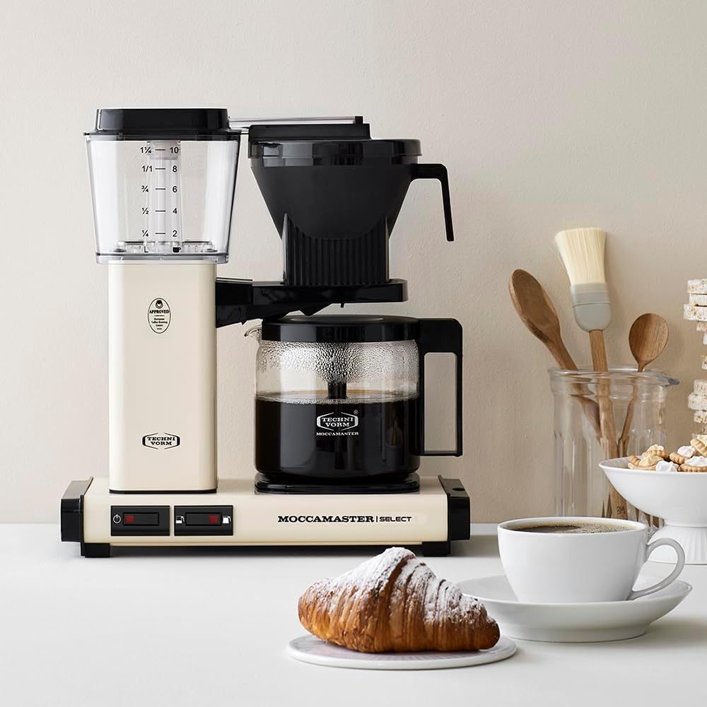 Moccamaster KBG Select, Kaffeemaschine, Retro Kaffeemaschine, Filterkaffee, Off-White, 1.25L