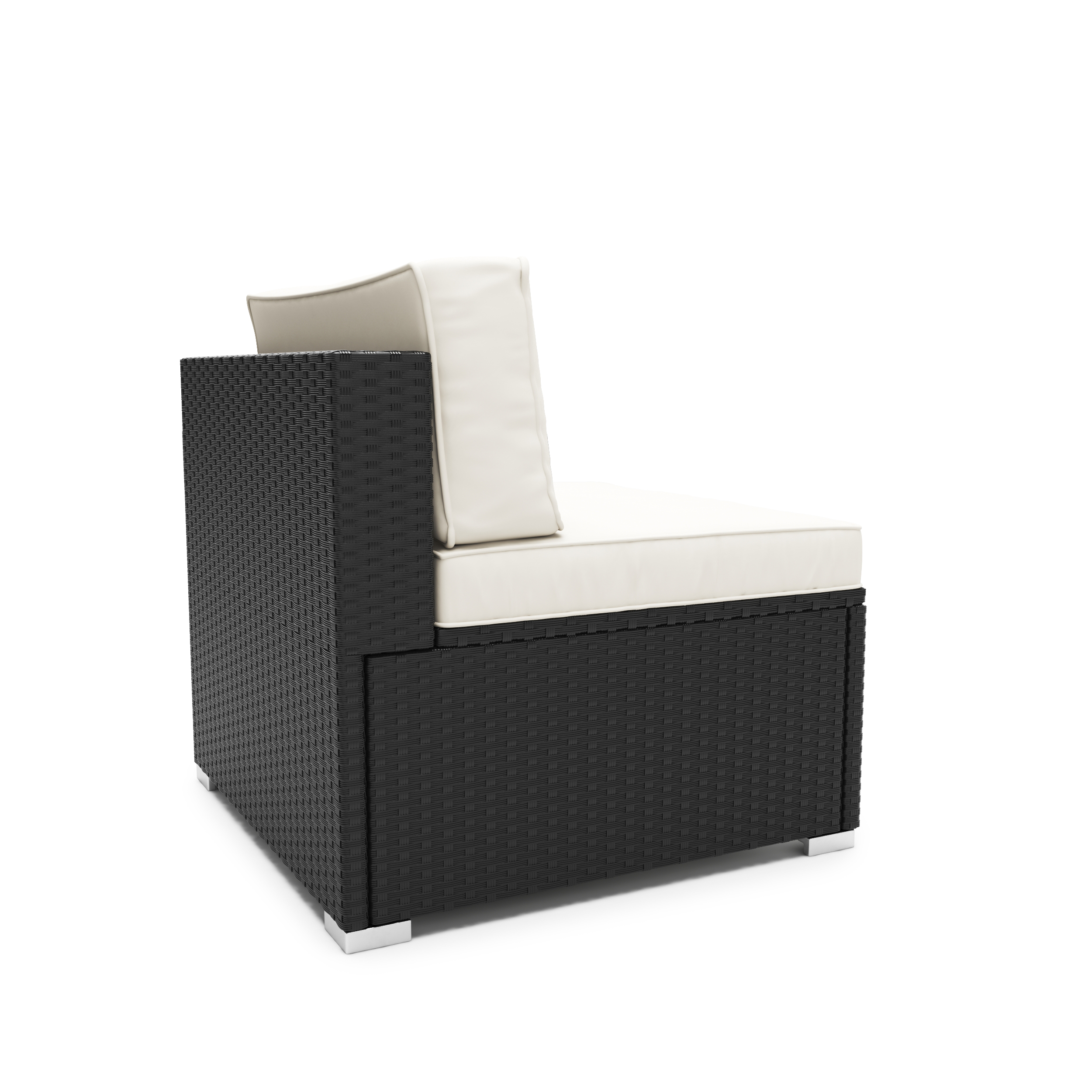 Mittelteil Rattanlounge KRETA schwarz/weiss