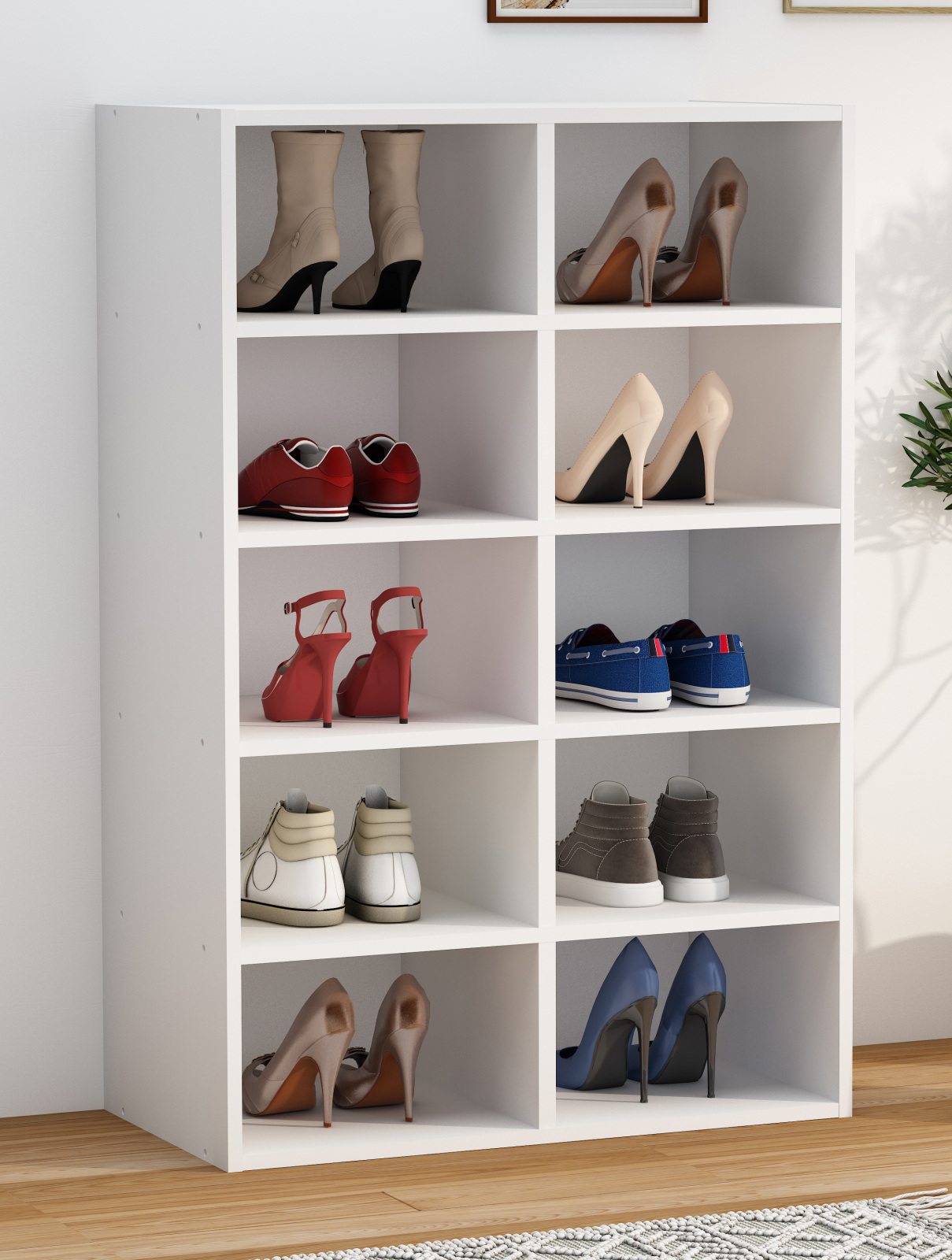 Schuhregal HINSOL M - weiß - 10 Fächer