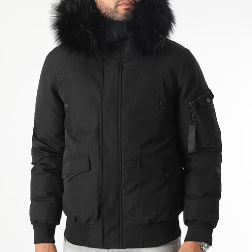 Parka Courte Platinium Avec Fourrure Noire 0042 Noir