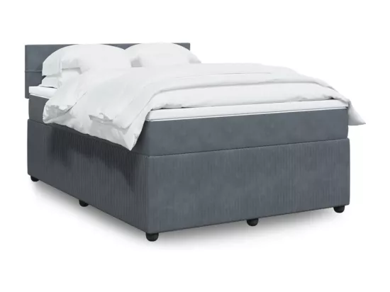 Sommier à lattes de lit et matelas Gris foncé 140x190cm Velours