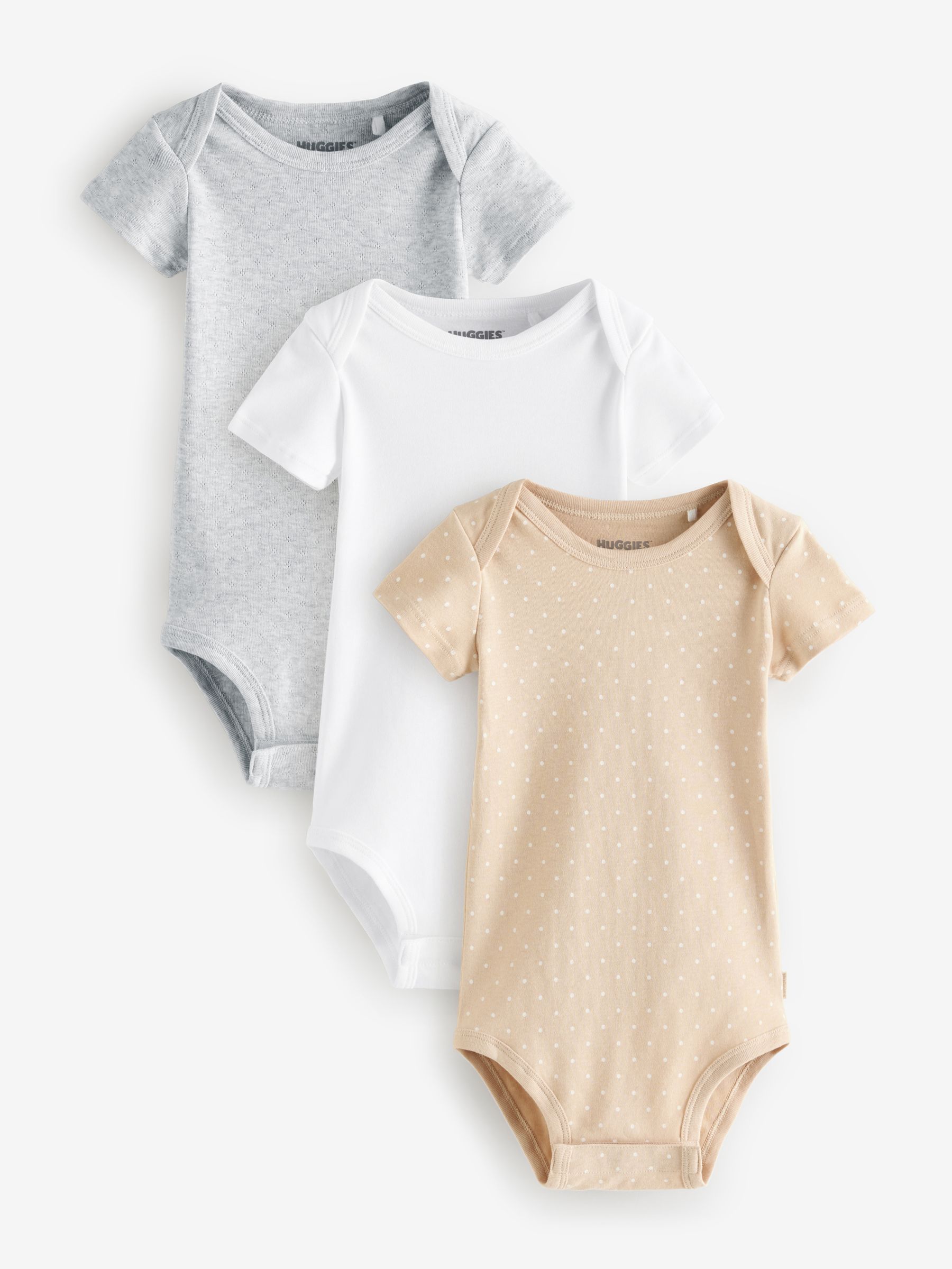 Baby Short Sleeve Evolope Neck Bodysuits 3 Pack