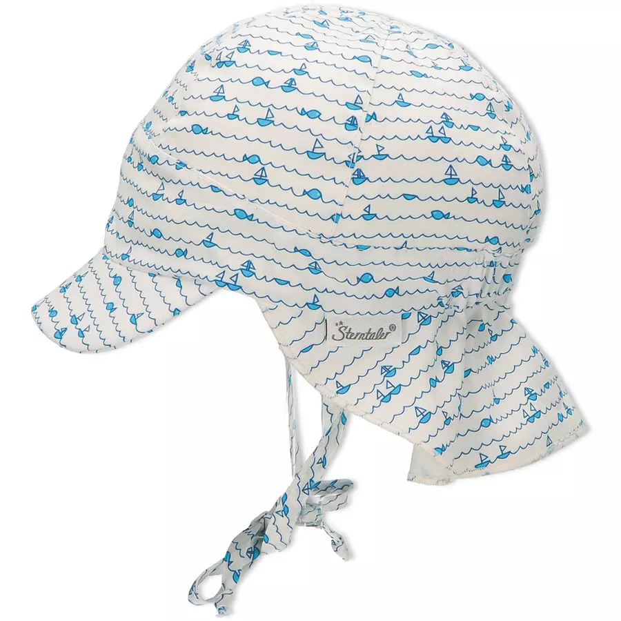 Sterntaler Schirmmütze mit Nackenschutz Maritim weiß