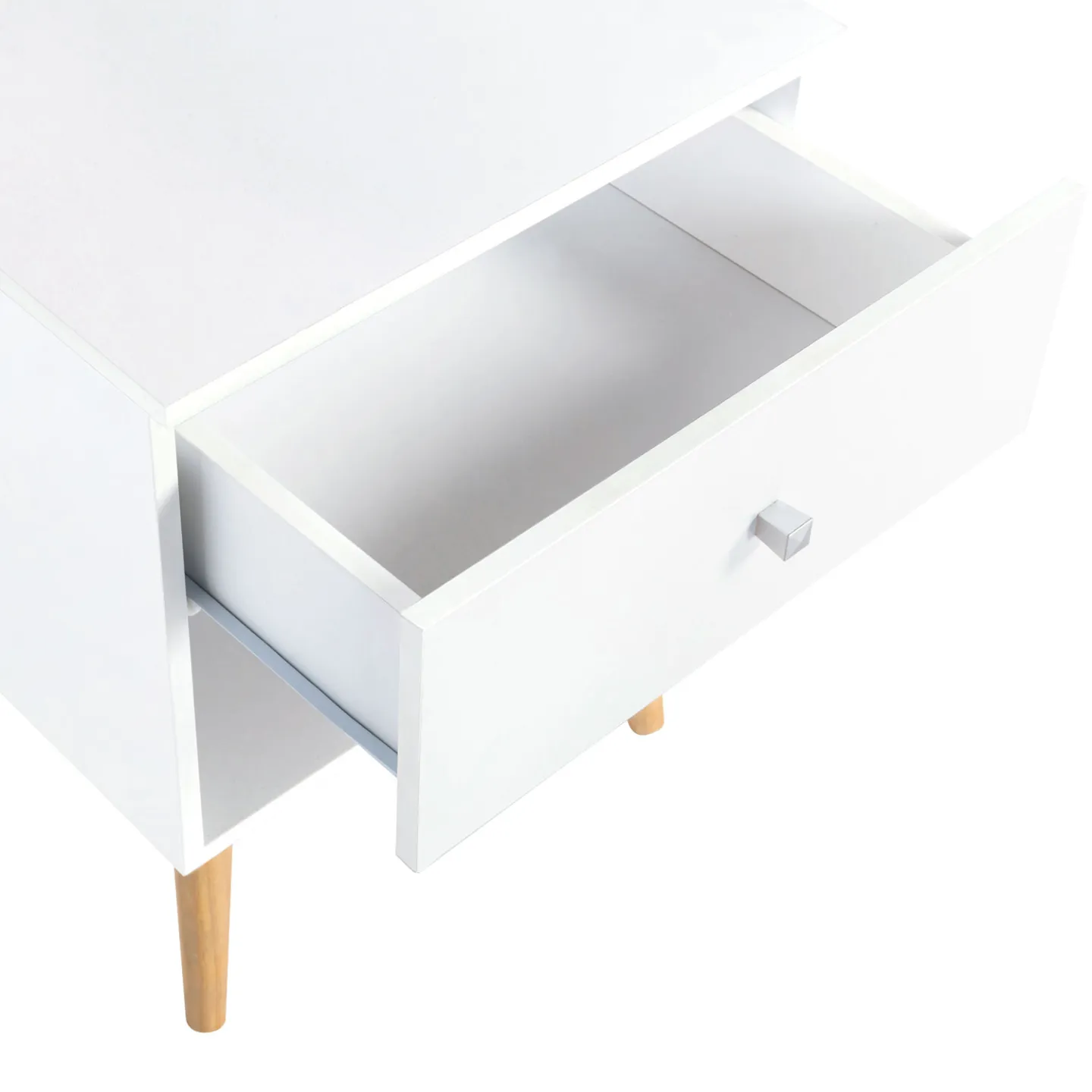 Lot de 2 tables de chevet EMMIE scandinaves 1 tiroir avec niche blanc