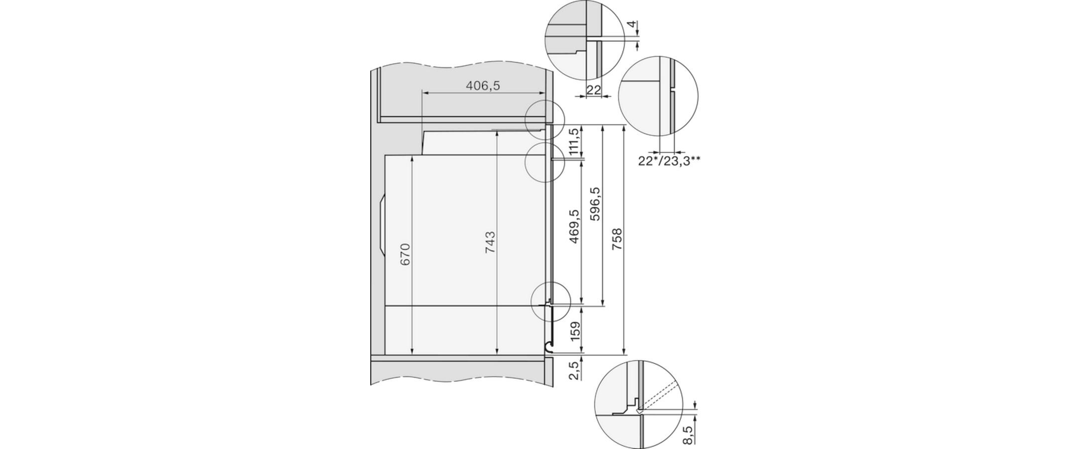Einbaudampfbackofen H 2456-55 B ACTIVE Schwarz A+<br>Backofen im modernen Design mit Timer und PerfectClean