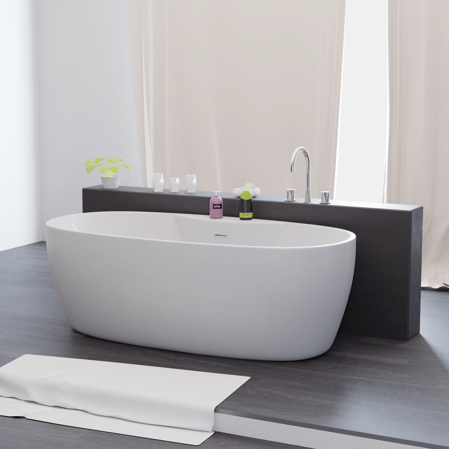 TroniTechnik® Freistehende Badewanne ANAFI Maße ca. 170 x 80 x 58cm Wanne - Füllmenge 195 Liter, aus Acryl mit Siphon