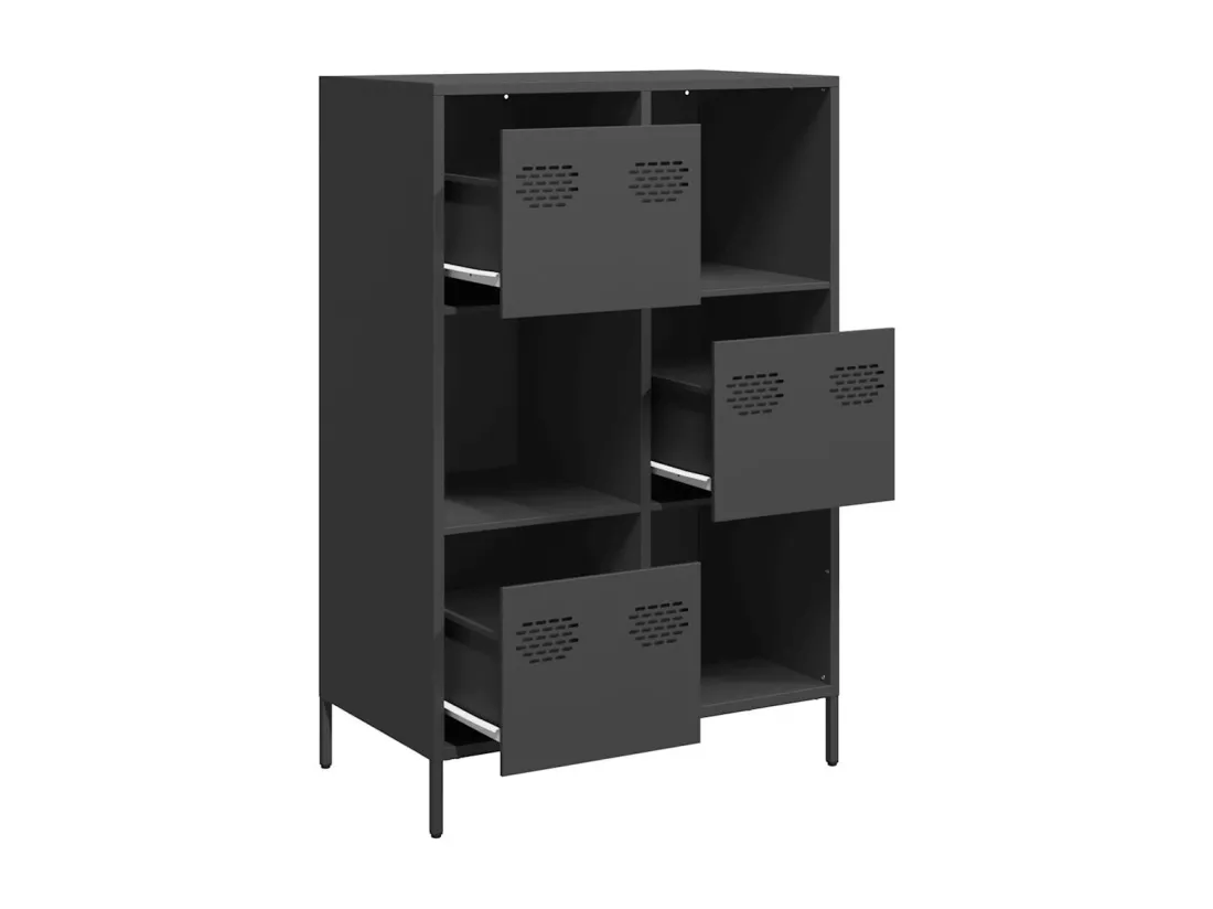 Buffet haut noir 68x39x103,5 cm acier