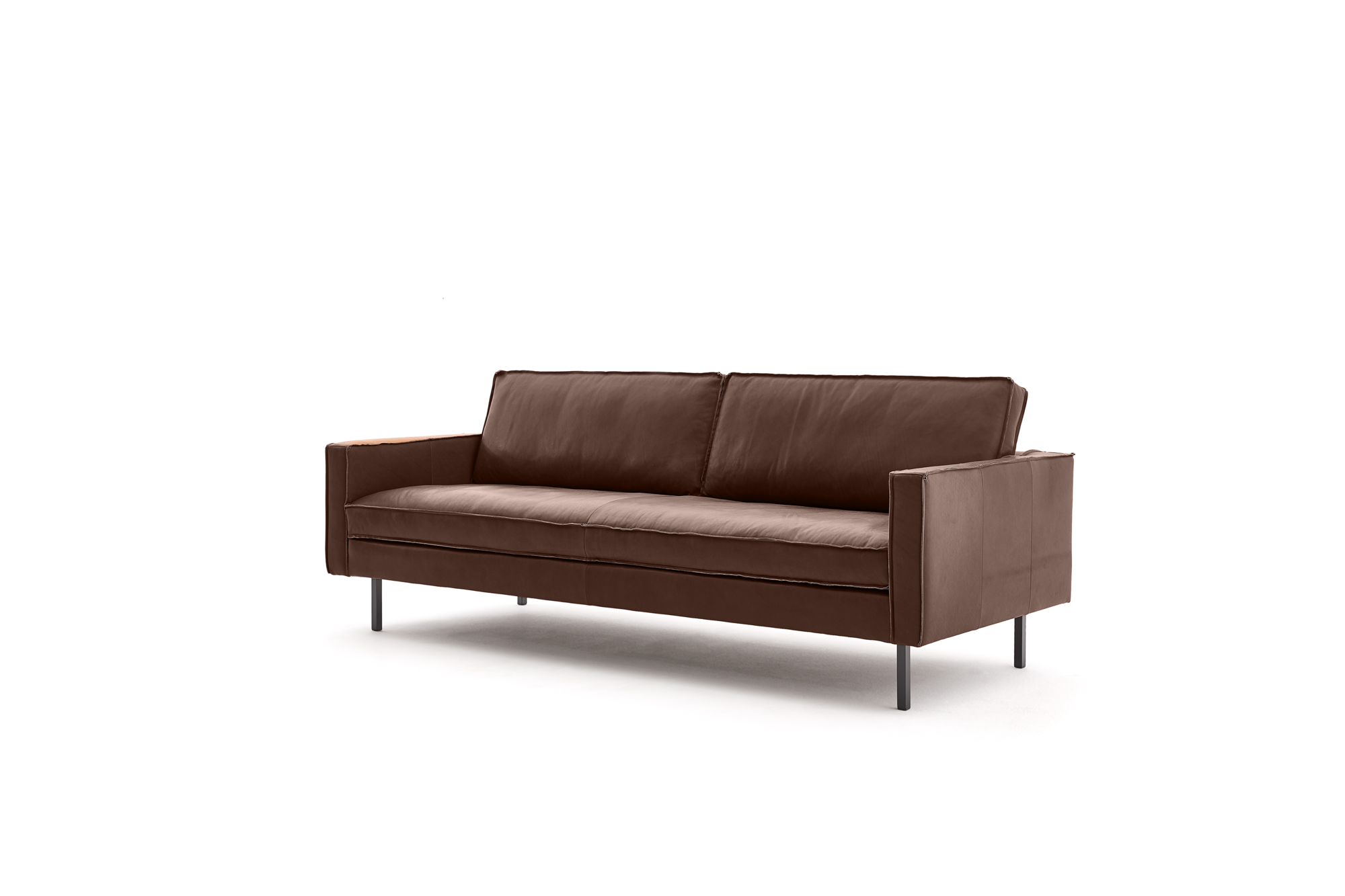 Loods 5 Design 3,5-zitsbank Slimm Leer Outside 3,5 Zits - 215 cm | PGC Sauvage Chocolat | Poten: Zwart