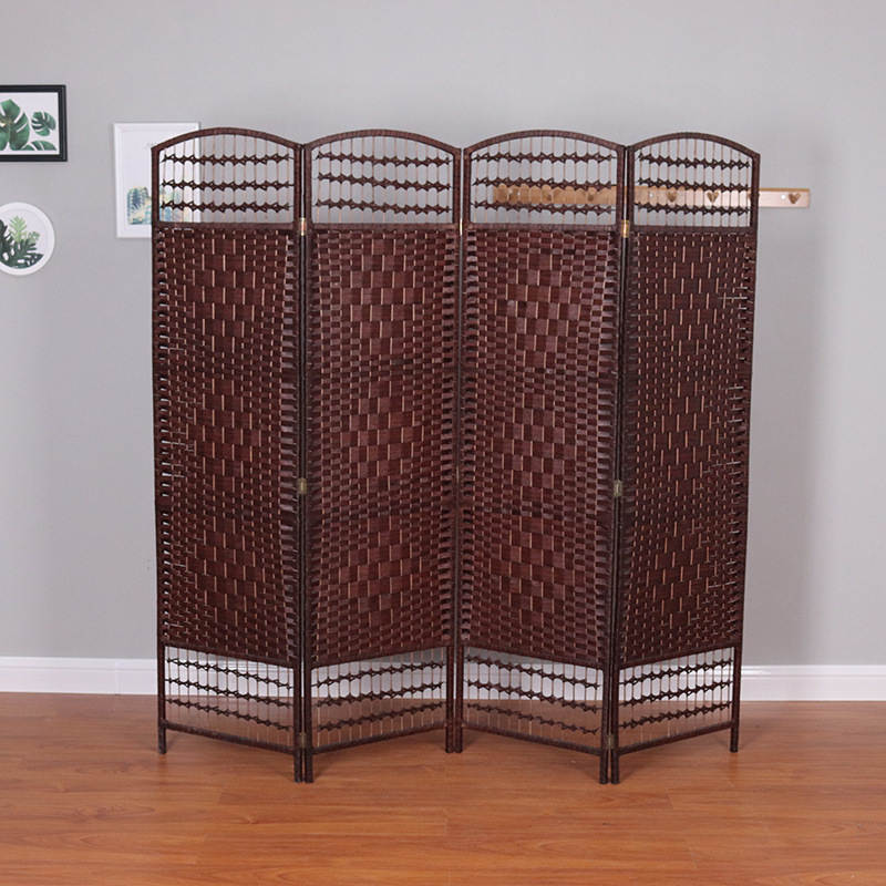 (180x200cm) Rattan Raumteiler Faltbarer Paravent Sichtschutz Trennwand Home Raumtrenner - Dunkelbraun