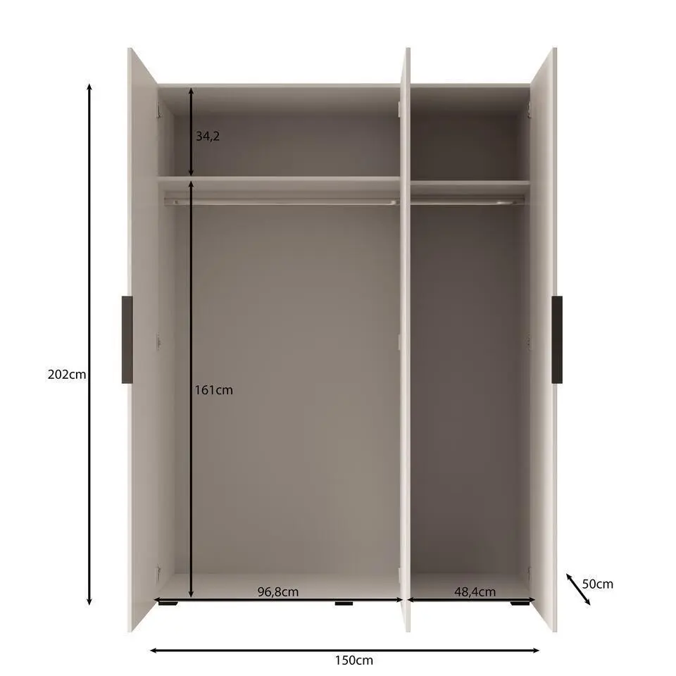 Meubella - Kledingkast Marquesa - Eiken - 150 cm