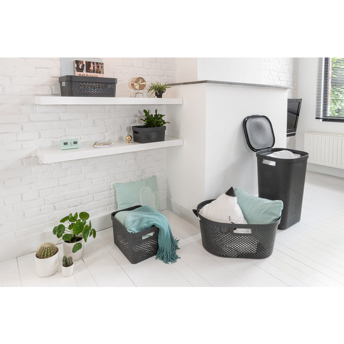 Curver Infinity Recycled Wasmand + deksel 60L - 2 stuks - Grijs
