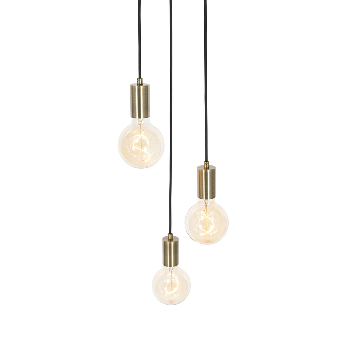 Industriële hanglamp brons 3-lamps - Facil