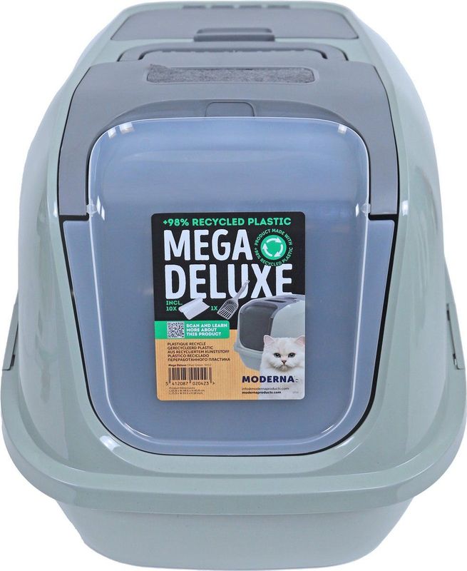Moderna - Kattenbak - Kat - Gesloten Kattentoilet Mega Deluxe Recycled 66x49x46cm Olijfgroen - 1st