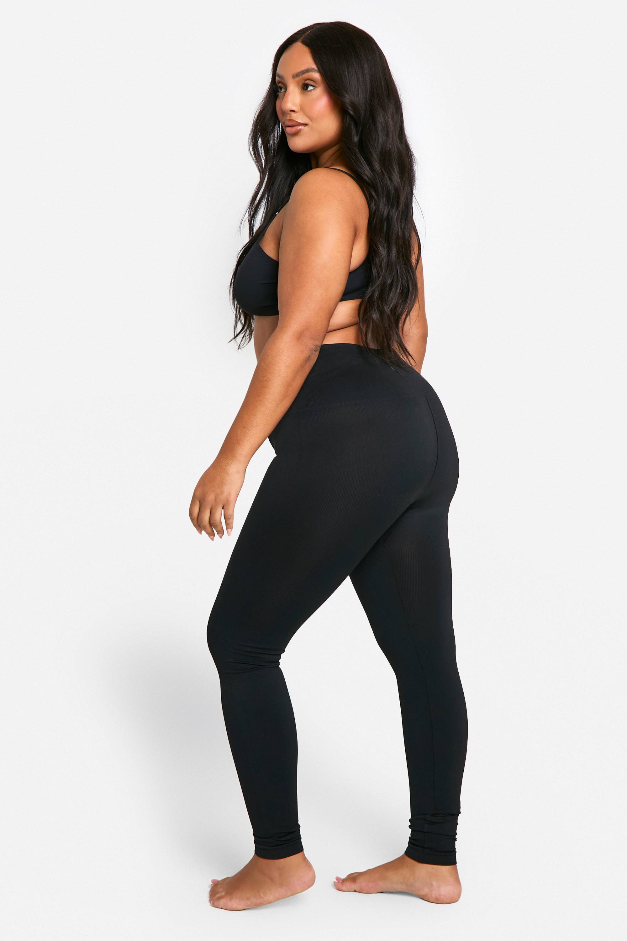 boohoo Grande taille - Legging côtelé sans coutures