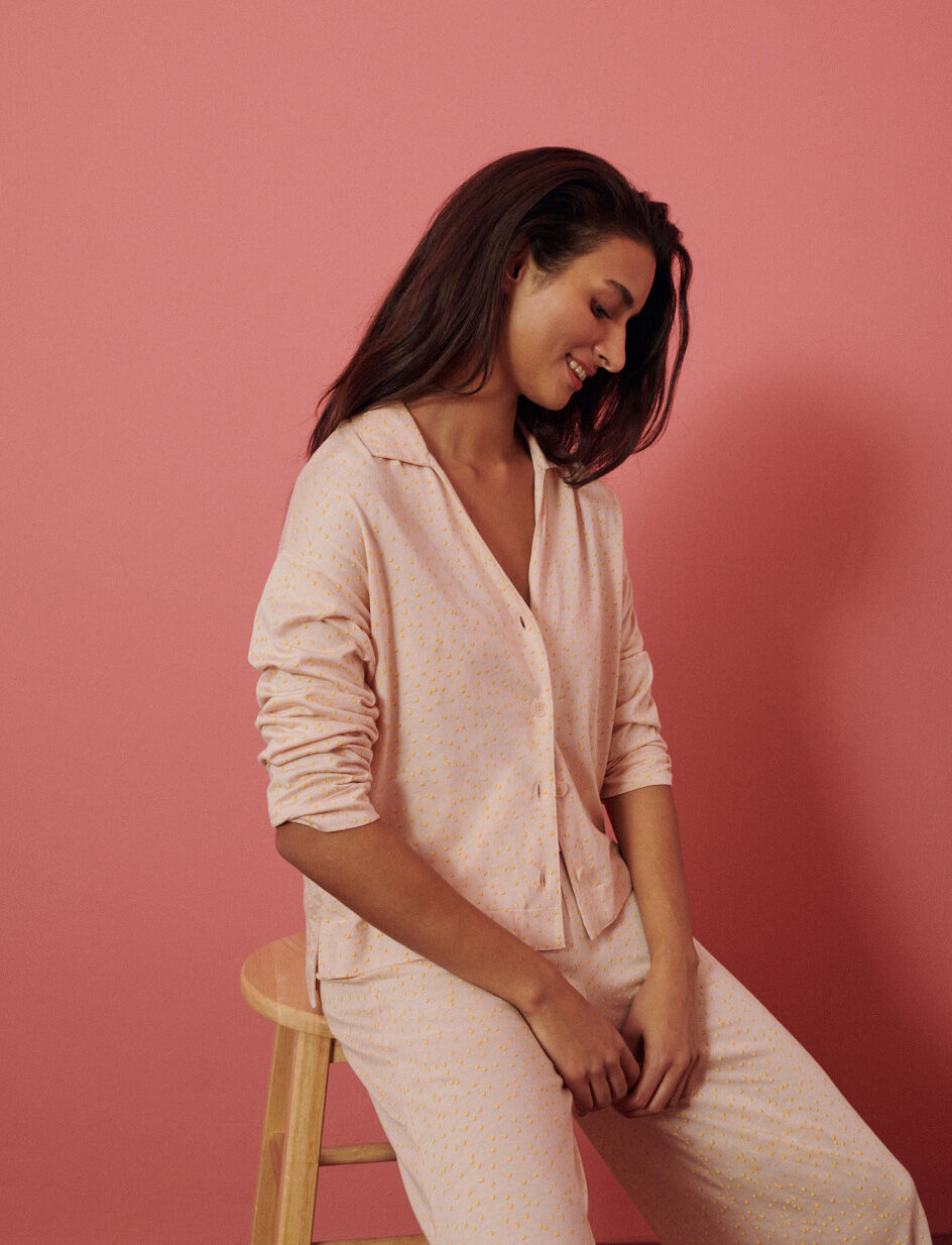 Veste de pyjama - plumetis beige poudre